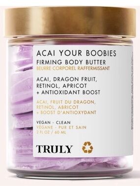 TRULY Acai Your Boobies Firming Body Butter - Lavender & Gold Lid